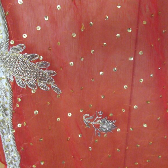 Beautiful, Sheer hand beaded, sequins, appliqued Dupatta, Shawl, Hijab, Chiffon - Picture 8 of 14